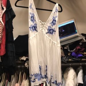 Free people embroidered lace up dress